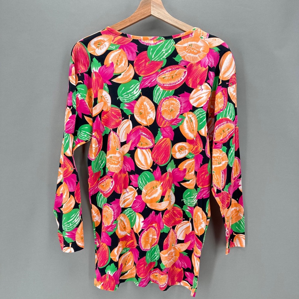 Vintage Philippe Salvet Paris Resortwear Fruit Top Pink Orange Size Medium 70s - Picture 6 of 9